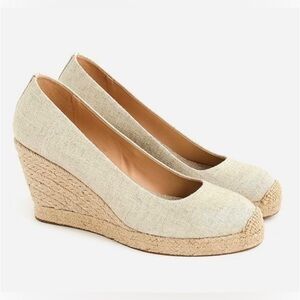 J. CREW, Metallic Canvas Espadrille Wedges